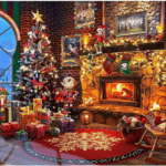 Christmas Tree and Fireplace Jigsaw Puzzle – 1000 Pieces Holiday Puzzle for Adults