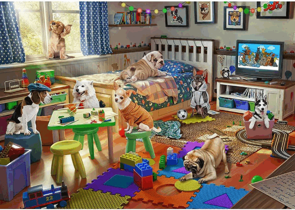 Naughty Doggies Jigsaw Puzzle – 1000 Piece Funny Dog Puzzle for Adults and Teens