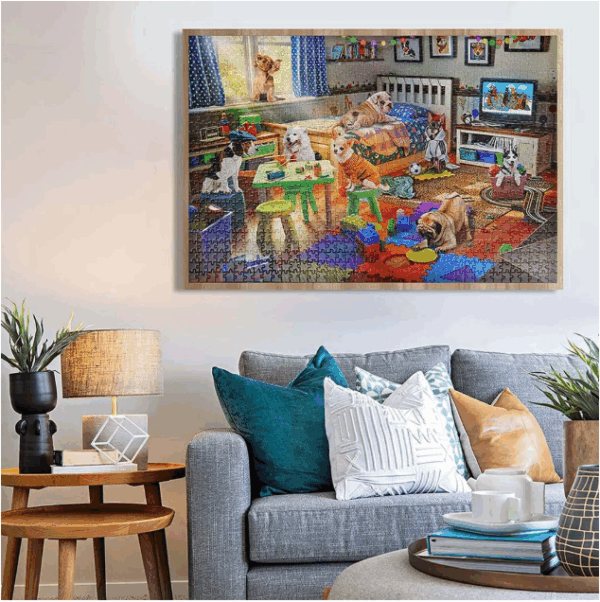 Naughty Doggies Jigsaw Puzzle – 1000 Piece Funny Dog Puzzle for Adults and Teens