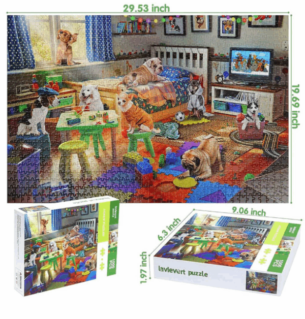 Naughty Doggies Jigsaw Puzzle – 1000 Piece Funny Dog Puzzle for Adults and Teens