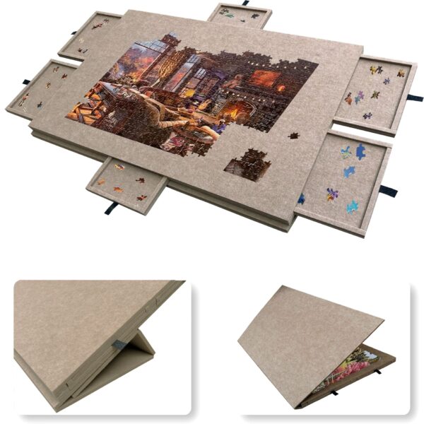 Foldable Jigsaw Puzzle Table with Cover and 6 Drawers for Adults & Kids