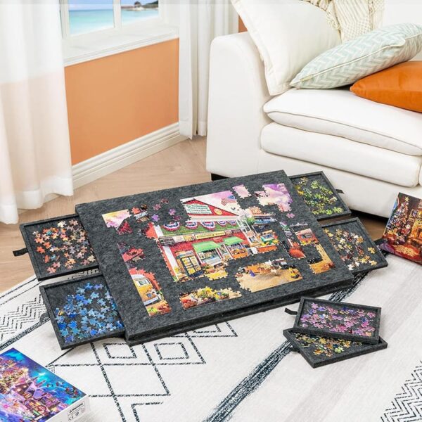 Foldable Jigsaw Puzzle Table with Cover and 6 Drawers for Adults & Kids
