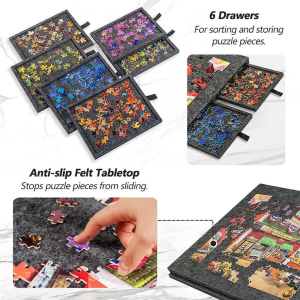 Foldable Jigsaw Puzzle Table with Cover and 6 Drawers for Adults & Kids