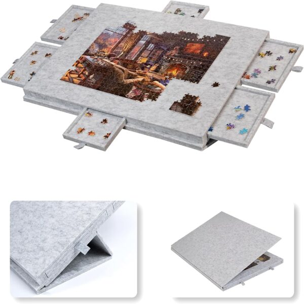 Foldable Jigsaw Puzzle Table with Cover and 6 Drawers for Adults & Kids