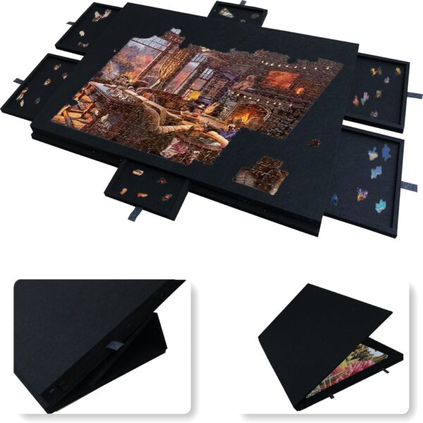 Foldable Jigsaw Puzzle Table with Cover and 6 Drawers for Adults & Kids
